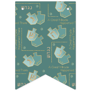 Hanukkah Swallowtail Banner Turquise Guld Dreidel Vimplar