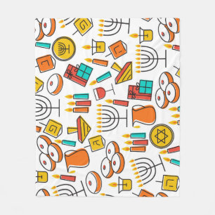 Hanukkah Symbols: Judiska Helgdag Mönster. Fleecefilt