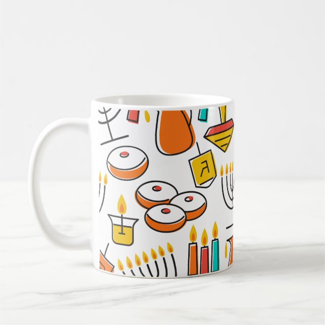 Hanukkah Symbols: Judiska Helgdag Mönster. Kaffemugg (Vänster)