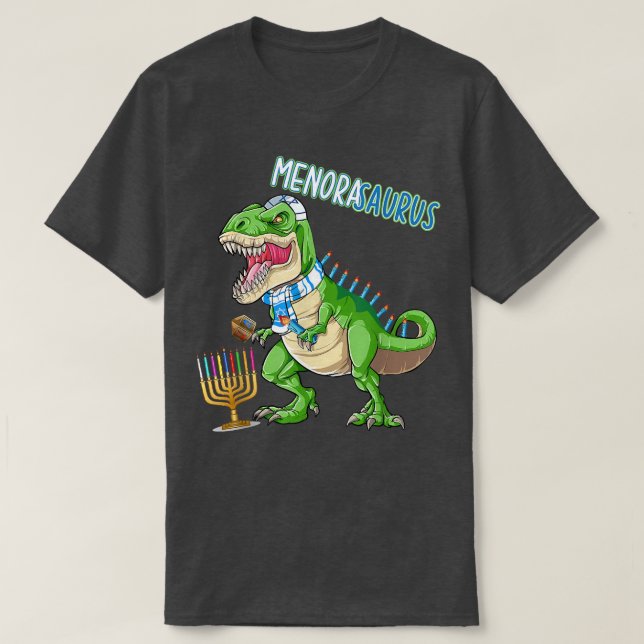 Hanukkah T Re Menorasaurus Dinosaur Menorah Funny Shirt (Design framsida)