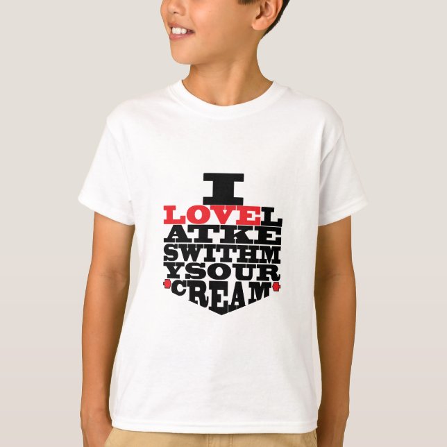 Hanukkah Tee Shirt Kids "I Kärlek Latkes" (Framsida)