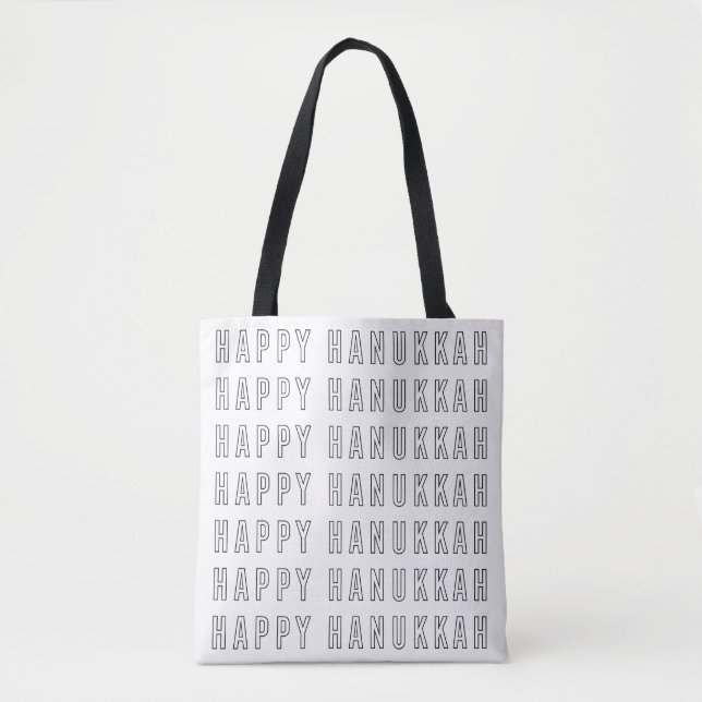 Hanukkah Textdesign i svart och vitt Tygkasse (Framsida)