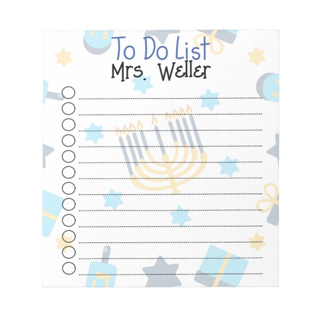 Hanukkah Thmet Personlig to do list Anteckningsblock (Framsida)