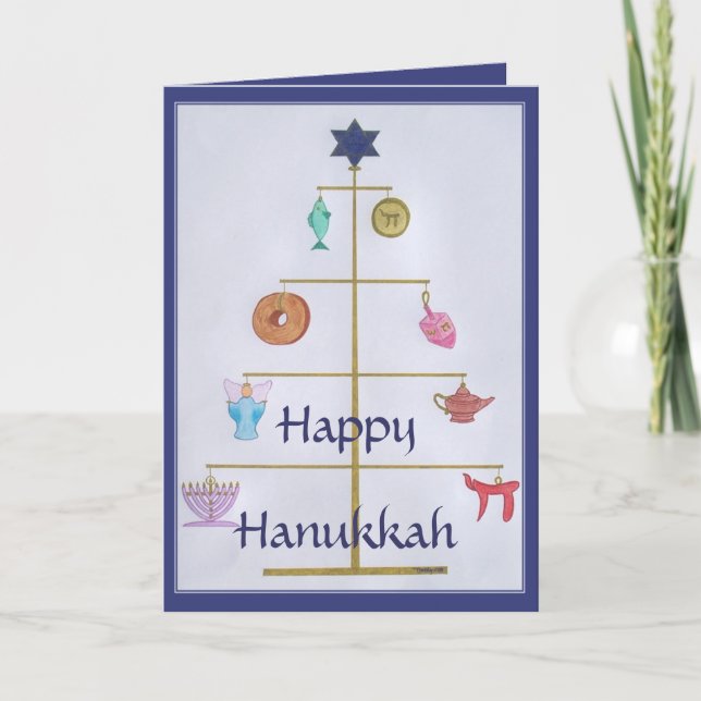 HANUKKAH TRÄD HELGKORT (Framsida)