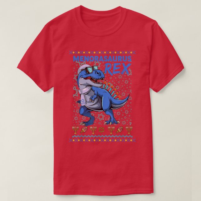 Hanukkah TRe Menorasaurus Re Dinosaur Funny Menora T Shirt (Design framsida)