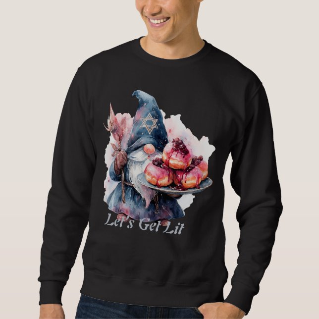 Hanukkah Trollkarl med Munk T-Shirt Lång Ärmad Tröja (Framsida)