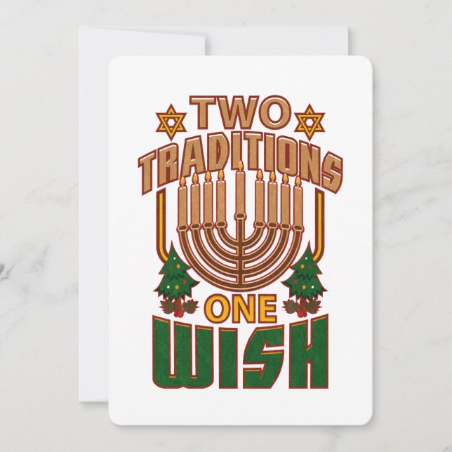 Hanukkah Two Traditions One Wish Christmukah Julkort (Framsida)