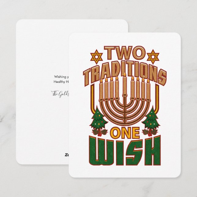 Hanukkah Two Traditions One Wish Christmukah Julkort (Fram/baksida)