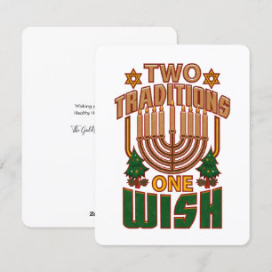 Hanukkah Two Traditions One Wish Christmukah Julkort