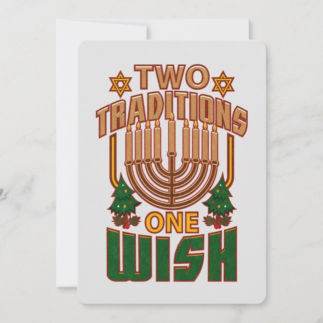 Hanukkah Two Traditions One Wish Christmukah Julkort (Framsida)
