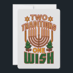 Hanukkah Two Traditions One Wish Christmukah Julkort<br><div class="desc">Hanukkah är det bästa önskemål med den här coolan och söta två traditioner Ett önskekort med David,  Julgranar och en menorah stjärna. Anpassa meddelandet längst bak genom att klicka på länken "Anpassa" ovan</div>