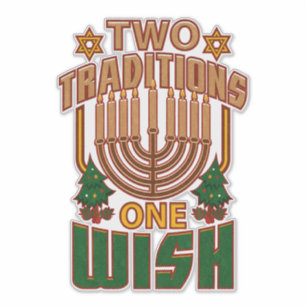 Hanukkah Two Traditions One Wish Christmukah Klistermärken