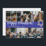 Hanukkah Typography Blue-familjens fotosamling Julkort<br><div class="desc">Hanukkah Typography Blue-familjens fotosamling</div>