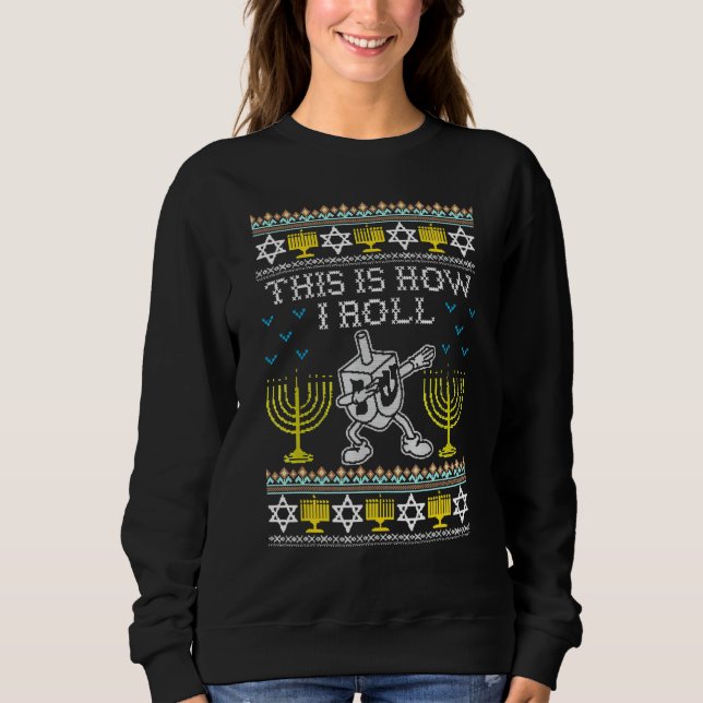 Hanukkah Ugly Hanukkah Sweater Hur jag Roll Dreide T Shirt (Framsida)