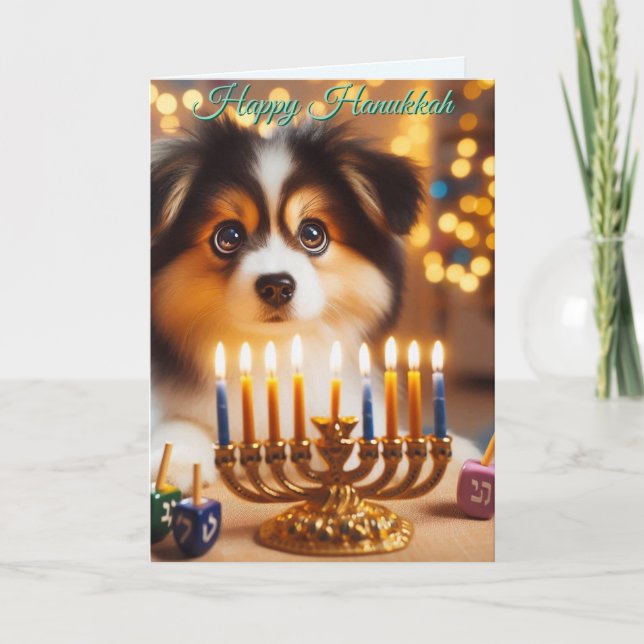 Hanukkah Valp Helgkort (Framsida)