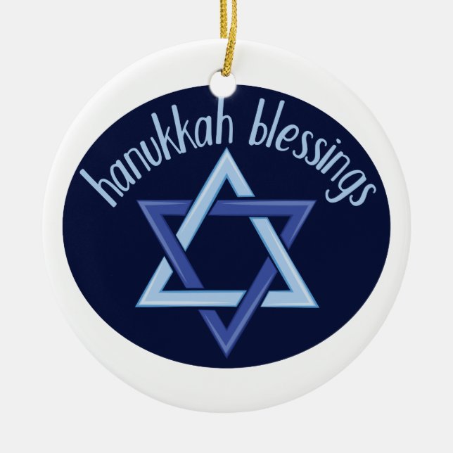 Hanukkah välsignelser julgransprydnad keramik (Framsidan)