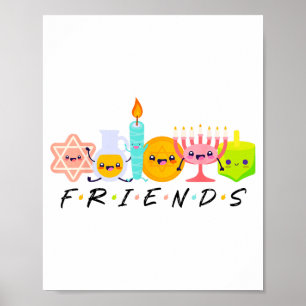 Hanukkah Vänner Menorah Traditionell Judisk Dreide Poster