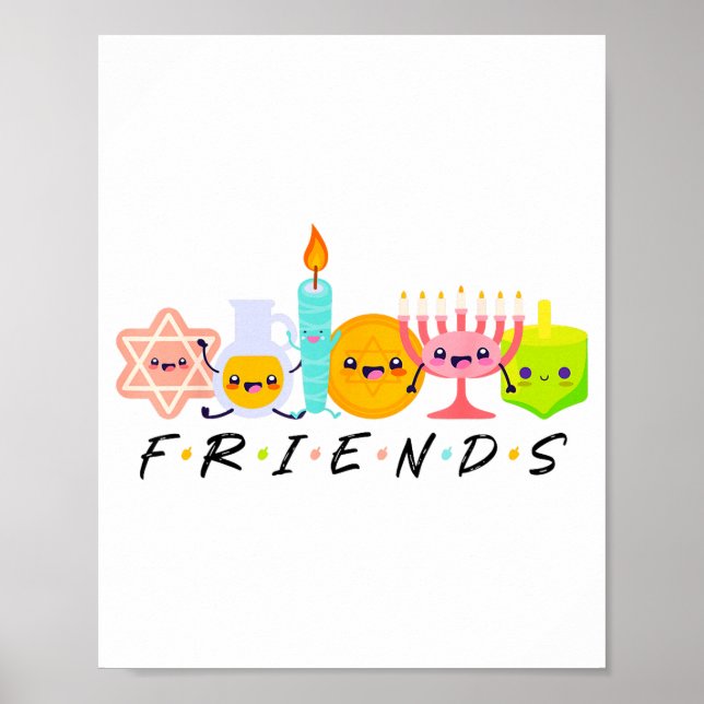 Hanukkah Vänner Menorah Traditionell Judisk Dreide Poster (Framsidan)