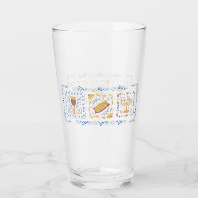 Hanukkah Vatten Glass Glaskopp (Baksida)