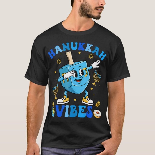 Hanukkah Vibe Funny Dreidel Dabbing Shirt Menorah  T Shirt (Framsida)