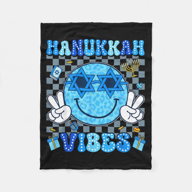 Hanukkah Vibes Chanukah Pajama Happy Hanukkah Men  Fleecefilt (Framsidan)