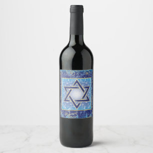 Hanukkah Vin-etiketter, judiska etiketter Vin Flas