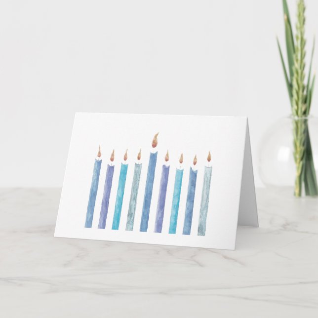Hanukkah Watercolor Candle, mappat gratulationskor Kort (Framsida)
