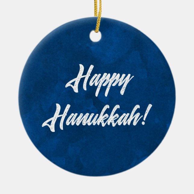 Hanukkah Watercolor Julgransprydnad Keramik (Framsidan)