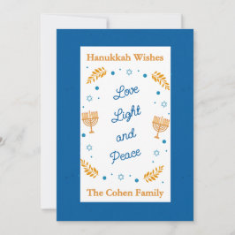 Hanukkah Wishes – Love Light and Peace Family  Julkort