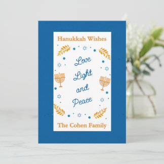 Hanukkah Wishes – Love Light and Peace Family Julkort