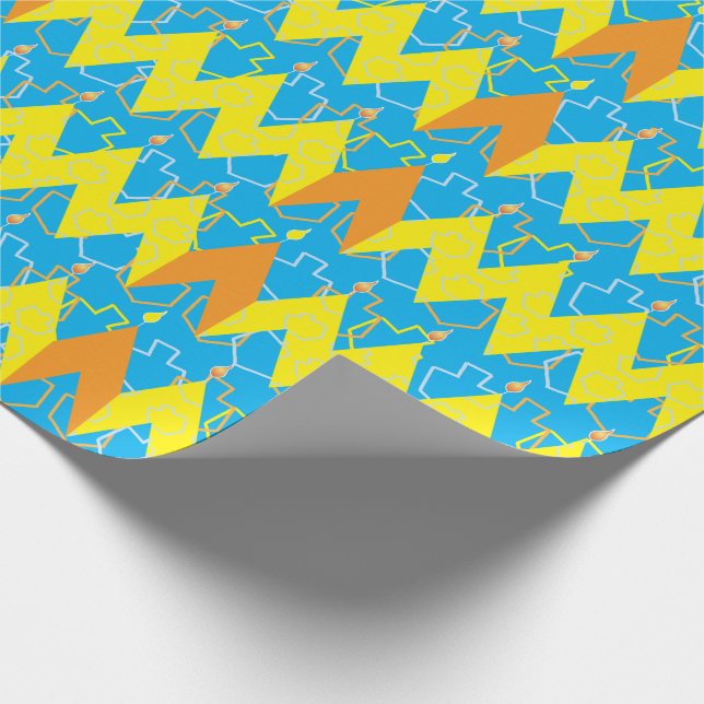 Hanukkah Wrapping Papper "Chevron Menorah" Presentpapper (Hörn)