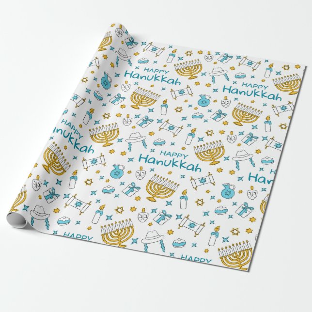 Hanukkah Wrapping Papper Presentpapper (Utrullad)
