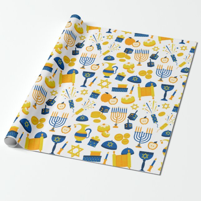 Hanukkah Wrapping Papper Presentpapper (Utrullad)
