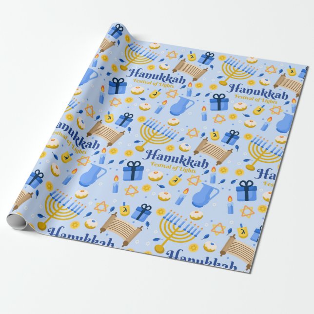 Hanukkah Wrapping Papper Presentpapper (Utrullad)