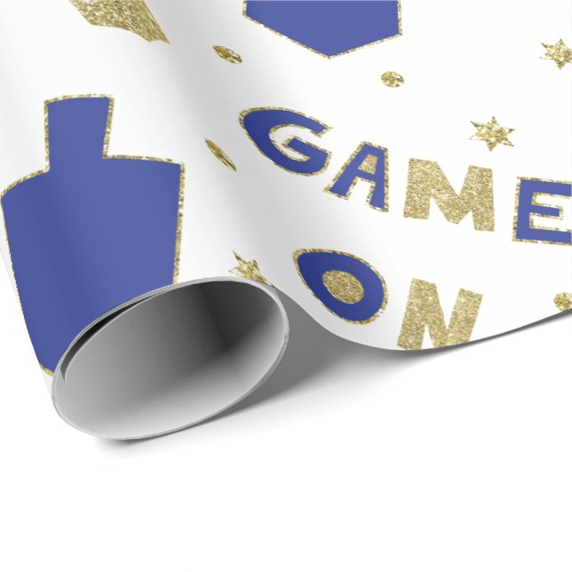 Hanukkah Wrapping Papprare Chanukah GAME OM Presentpapper (Rullad Hörn)