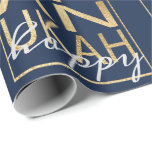 Hanukkah Wrapping Papprare Chanukah Lycklig Guld Presentpapper<br><div class="desc">Hanukkah "Chanukah Lycklig Guld" Hoppas att du gillar mitt senaste presentpaket som består av Guld-bokstäver på marin blå bakgrund för att klä upp dina gåvor:) Personalisera genom att byta ut färg. ord, "Lycklig", kan raderas och ersättas med en egen text. Använda ditt favoritteckensnitt stil, färg och storlekare. Välj mellan 4...</div>