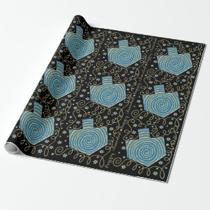 Hanukkah Wrapping Papprare "Elegant Dreidels" Presentpapper