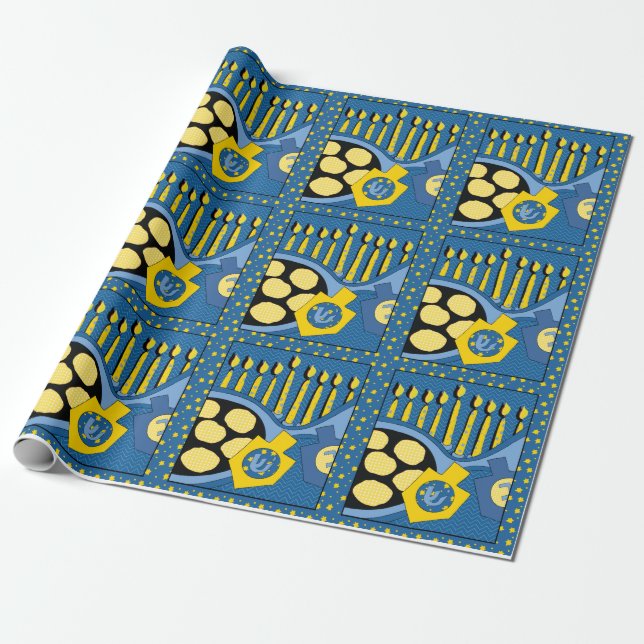Hanukkah Wrapping Papprare "Frying Latkes" Presentpapper (Utrullad)