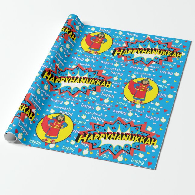 Hanukkah Wrapping Papprare Judah Toppen Hero Presentpapper (Utrullad)