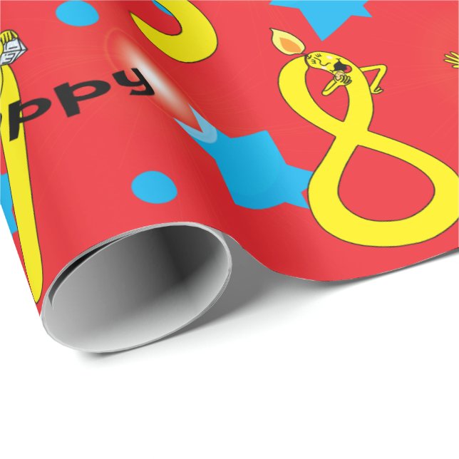 Hanukkah Wrapping Papprare ’Lycklig Hanukkah Numbe Presentpapper (Rullad Hörn)
