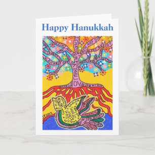 Hanukkah Yiddisk Andlig Språk för freden Träd Kort
