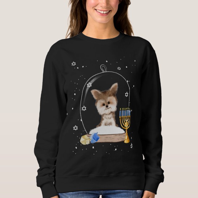 Hanukkah Yorki Dog Snow Globe Pajama T Shirt (Framsida)
