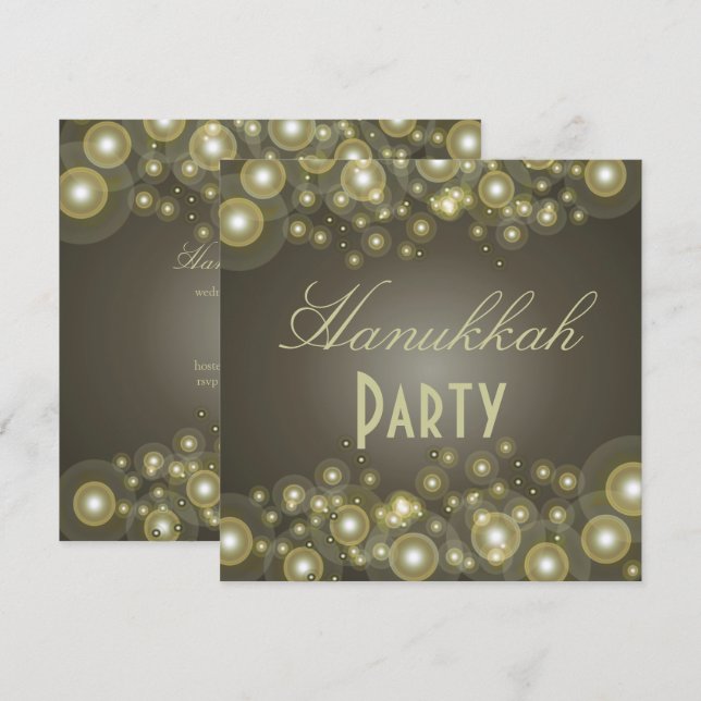 Hanukkahpartiets inbjudningar, champagnebubblor inbjudningar (Fram/baksida)