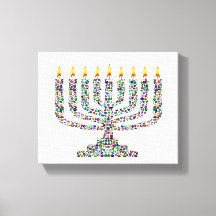 Hanukkia tillverkad med ädelstenar Sträckt duk Pri
