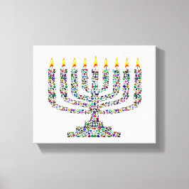 Hanukkia tillverkad med ädelstenar Sträckt duk Pri Canvastryck