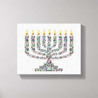 Hanukkia tillverkad med ädelstenar Sträckt duk Pri Canvastryck