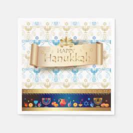 Hanukkiah Glad Hanukkah Judisk dreidel Menorah Pappersservett