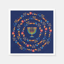 Hanukkiah Glad Hanukkah Judisk dreidel Menorah Pappersservett