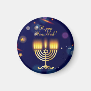 Hanukkiah Glad Hanukkah Judisk Guld Menorah Magnet