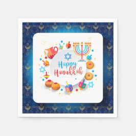 Hanukkiah Glad Hanukkah Judisk Högtid Menorah Pappersservett